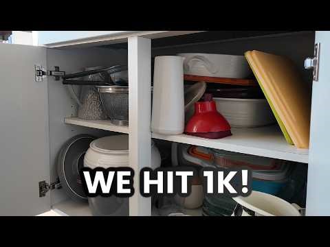 Kitchen Cabinet Declutter + Reset | 1k Subscriber Celebration!