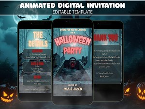 Animated Vampire Halloween Party Invitation: Spooky Costume Party (digital Template) - Etsy
