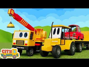 Learn colors with Construction vehicles and save the dump truck-Tractor and Dump Trucks for Kids.