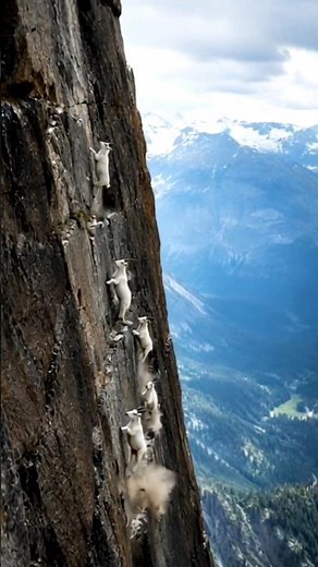 Mountain Goats Running Up a High Cliff Like It’s Nothing 🐐⛰️
