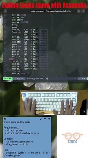 Snake Game in Assembly #shorts #coding #assembly #programming