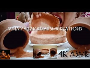 Big bites // red clay eating asmr // clay pot eating // clay eating