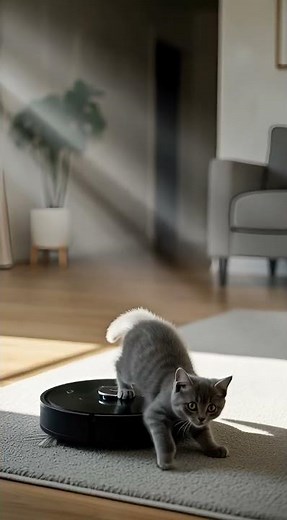 Kitten Meets Roomba 🤖😺