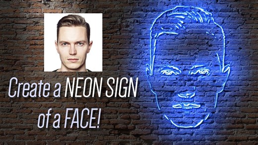 Photoshop: How to make a neon sign of your face!