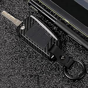 ontto Flip Key Fob Cover Fit for VW Key Case Carbon Pattern Black