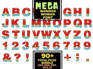 WONDER WOMAN Fonts Alphabet Png Svg Dxf Eps Ai Letters Svg BUNDLE | Justice League Superheroine | Logo | Symbol | Sign | Pack | - Etsy