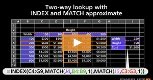 Two-way lookup with INDEX and MATCH approximate