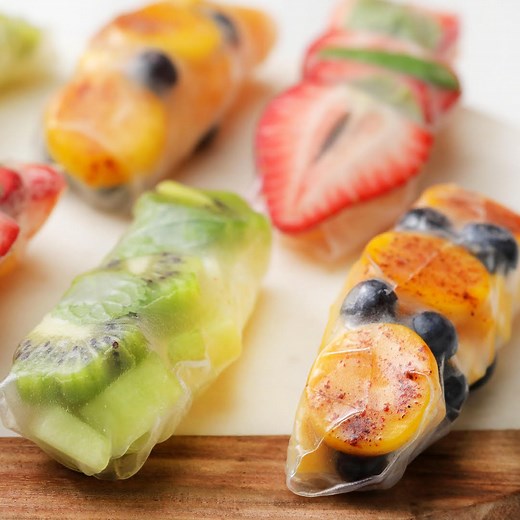 Spring into fruit season with these fruity spring rolls! Get all the fresh ingredients you'll need at your local Kroger to roll up these sweetened bites. | Tasty