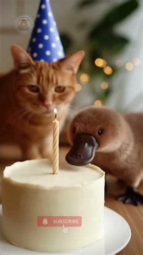 Cat & Platypus Celebrate Birthday TOGETHER?! 🐱🦫 Cutest Party Ever! 😭🎂 #shorts #cat #funny