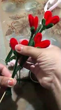 Single Stem Heart Bouquet Tutorial Made with Fuzzy Wire 💐