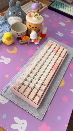 Kia Felicia on Instagram: "who else is so excited for wicked part 2 coming out soon?! 💕💚✨🧹🫧 these are my galinda and elphaba keyboards! 🤭 which witch do you vibe with more?! 💕💚 #keyboard #asmr #keyboardasmr #typingasmr #pinkaesthetic #greenaesthetic #kawaii #kawaiiaesthetic #creamykeyboards #cozydesksetup"