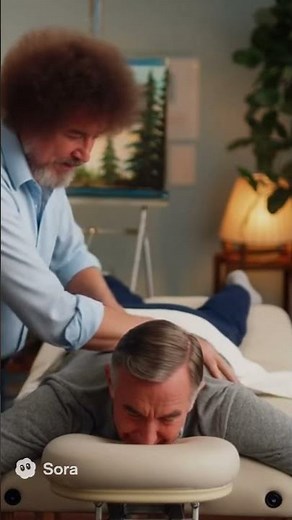 Bob Ross Gives Fred Rogers a Massage