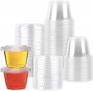 Galashield [50 Sets - 2.5 oz.] Jello Shot Cups Condiment Containers with Lids Sauce Cups, Portion Cups, Dressing Container Small Plastic Containers with Lids