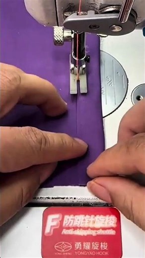 sewing professional purple fabric patterns using a professional electric sewing machine tool skill
