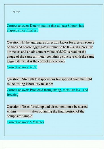 ACI WRITTEN EXAM QUESTIONS WITH CORRECT ANSWERS