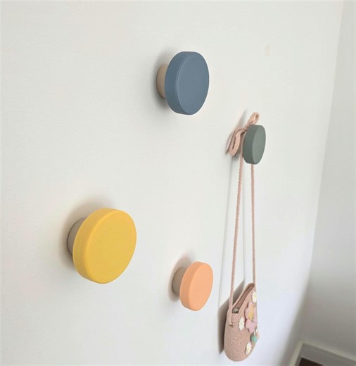 Round Two-tone Color Wall Hook - With Drywall Anchor and Hidden Screws - Etsy
