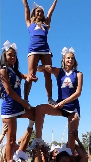 A-frame pyramid #cheerleading #collegecheer #cheerstunts #cheer