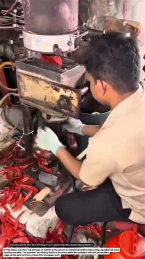 Industrial Safety Shoe Sole Stitching Process | Automatic Shoe Manufacturing Machine.