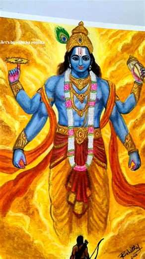 🪷Vishnu Bhagwan oil pastel drawing #shorts #lordvishnu