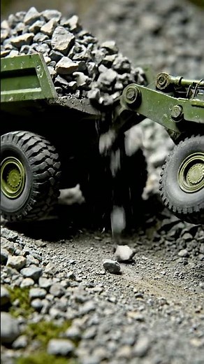 Watch This RC Military Dump Truck Masterfully Unload Rocks! 🚧 Scale Model Action