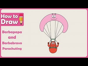 🪂 Fun & Easy! How to Draw Barbapapa Parachuting with Barbabravo 🎨✏️ #StepByStepDrawing #Barbapapa