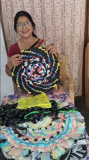 Make mats, mats, table mats from waste plastic/polythene 🤗👍👍 #viralvideos#crochet#diy #trending#s...