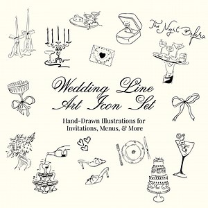 Wedding Line Art Icon Set – Hand-drawn Illustrations for Invitations, Menus, and More - Etsy UK