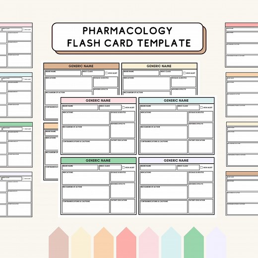 Printable Pharmacology Flash Card Template for Nursing Student Drug Flash Card Template for Nurse Drug Card Template for Studying DIY PDF - Etsy
