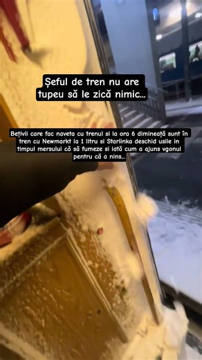 Niște oameni au deschis usa trenului CFR în timpul mersului, afară ningea, iată si rezultatul...