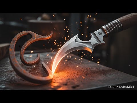 Forging a Razor Sharp Karambit Knife from a Rusty Leaf Spring!
