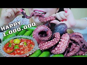 ASMR COOKING EATING GIANT OCTOPUS TO CELEBRATE 1 MILLION SUBSCRIBERS , EATING SOUNDS | LINH-ASMR