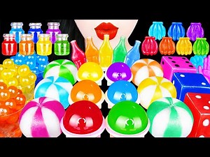 ASMR RAINBOW DESSERTS, COLOR DRINKS 무지개 먹방 *마법의 물, 캔디떡, 코하쿠토, 레인보우 젤리 KOHAKUTO POPPING BOBA MUKBANG