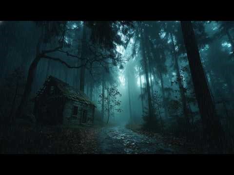 Dark Rainy Night in an Abandoned Forest Cabin — Heavy Rain for Deep Sleep & Relaxation (No Ads)