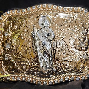 Saint Jude San Judas Western Belt Buckle Rose Tone, Black Silver Heavy Black Religious Belt Buckle Unique Gift for Men - Etsy