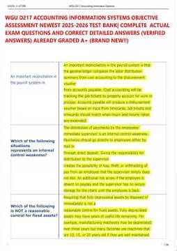 Wgu D217 Accounting InformATIon Systems Objective Assessment TEST BANK 15th Edition