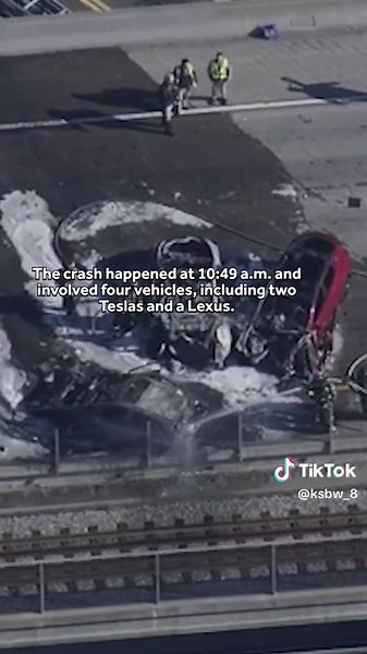 The California Highway Patrol says two people were killed and two others were injured in a fiery crash late Tuesday morning on northbound Highway 87 in San Jose.