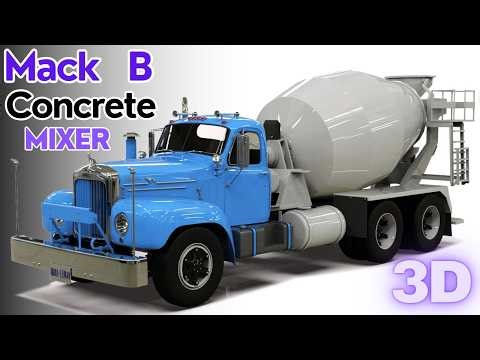 🚛Mack B Tandem Beck Concrete Mixer Truck 3D Model | BLENDER