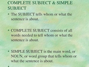 COMPLETE SUBJECT &amp; SIMPLE SUBJECT - SlideServe