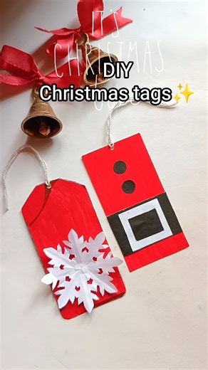 Simple & Cute Christmas Tags🎁✨❄️#DIYChristmasTags#ChristmasCraft#HandmadeTags#GiftWrappingIdeas