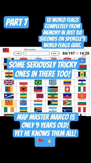 Part 7: 12 World Flags From Memory in 38 Seconds 🚩⚡ #shorts #viral #quiz #sporcle