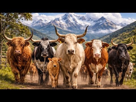 🐄✨ Herding Thousands of Cute, Tame Cows Roaming the Road - Cows Dancing. Cow Sounds. Cute Cows. 3
