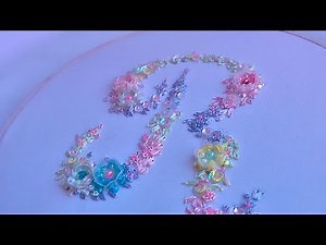 Sequin Embroidery - Beads & Silk Embroidery Very simple stitches Letter R