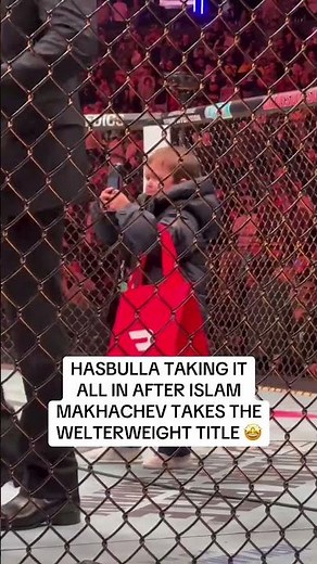 Hasbulla in the Octagon after Makhachev’s win #UFC322