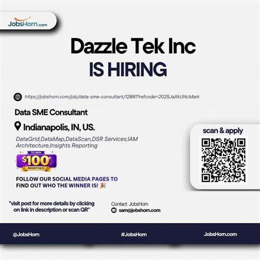 Data SME Consultant Job in Indianapolis, IN | Apply Now on #USJobs #JobsHorn