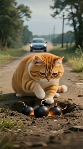 Car and cat 🐈 Ai generated cartoon