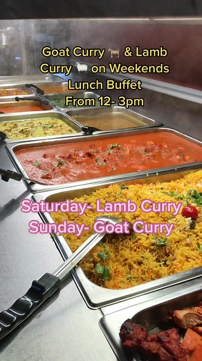 Delicious Indian Buffet Lunch featuring Goat Curry and Lamb Curry