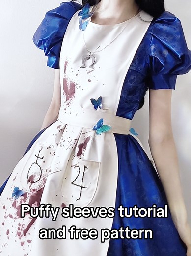Replying to @taeyongpolinesio Here's a tutorial how to make puffy princess sleeves for your cosplay! You can find the free pattern on both the sleeves and Alice's dress on my Ko-fi page! Link in my bio #cosplaytutorial #selfmadecosplay #fyp