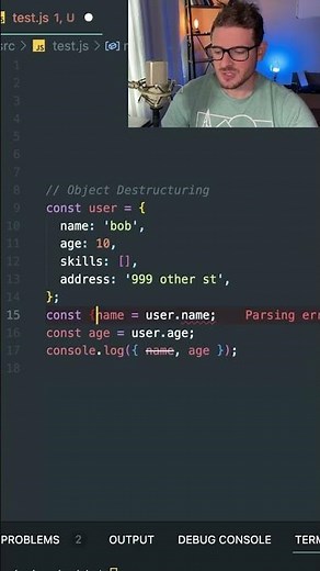 Clean up your code using object destructuring in Javascript #shorts
