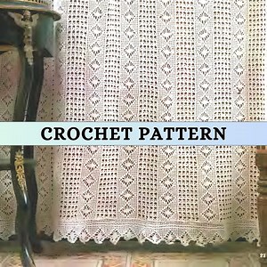 Crochet Window Curtain Pattern Large Lace Heirloom 80s Vintage Useful Home Decor Fall Geometric Diamond Lace Weight Crochet Pattern PDF - Etsy