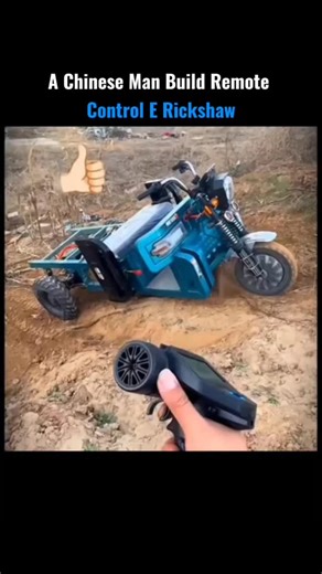 Trendingsociety on Instagram: "This post features a remote-controlled miniature replica of a heavy-duty electric cargo tricycle designed for industrial load handling. The three-wheeled vehicle showcases impressive realism, complete with a self-unloading cargo bed, front suspension, and a sturdy build inspired by real-world loader tricycles. A pistol-grip style remote controller allows precise operation, highlighting that this is a large-scale RC model rather than a simple toy. Finished in a vibr